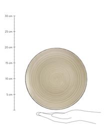 Set van 6 handbeschilderde ontbijtborden Baita in greige, Handbeschilderde keramiek (hard dolomiet), Greige, Ø 20 cm