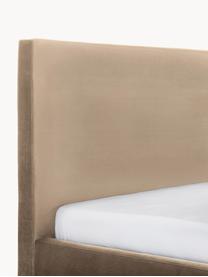 Cama tapizada en terciopelo Peace, Tapizado: terciopelo de poliéster R, Estructura: madera de pino maciza con, Patas: metal Este producto está , Terciopelo beige, An 140 x L 200 cm