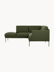 Ecksofa Fluente mit Metall-Füßen, Bezug: 100% Polyester Der hochwe, Gestell: Massives Kiefernholz, FSC, Füße: Metall, pulverbeschichtet, Webstoff Dunkelgrün, B 221 x T 200 cm, Eckteil links