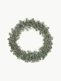 Couronne de Noël Vintia, Ø 65 cm, Plastique (ABS), laqué, certifié Greenguard, Vert foncé, enneigé, Ø 65 x haut. 8 cm