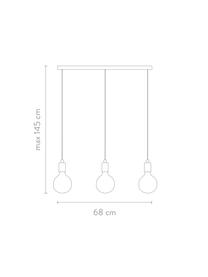 Suspension laiton 3 lampes Sky, Couleur dorée, noir, larg. 75 x haut. 160 cm