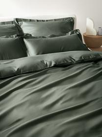 Housse de couette en satin de coton Premium, Vert foncé, larg. 200 x long. 200 cm