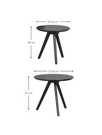 Set de mesas auxiliares Yumi, 2 uds., Tablero: fibras de densidad media , Patas: madera de caucho maciza y, Marrón, Set de diferentes tamaños