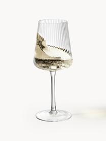 Copas de vino blanco artesanales con relieves Cami, 4 uds., Vidrio soplado artesanalmente, Transparente, Ø 8 x Al 22 cm