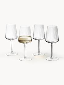 Copas de vino blanco artesanales con relieves Cami, 4 uds., Vidrio soplado artesanalmente, Transparente, Ø 8 x Al 22 cm
