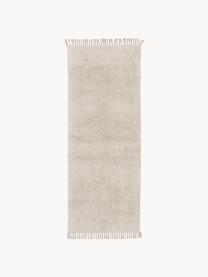 Baumwollläufer Daya mit Fransen, handgetuftet, Hellbeige, B 80 x L 200 cm