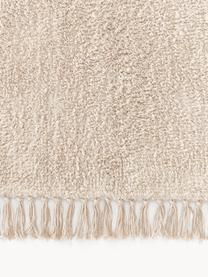 Passatoia in cotone fatta a mano con frange Daya, Beige chiaro, Larg. 80 x Lung. 300 cm