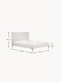 Gestoffeerd bed Peace, Bekleding: polyester (gestructureerd, Frame: massief grenenhout en pla, Poten: gepoedercoat metaal Dit p, Geweven stof greige, B 180 x L 200 cm