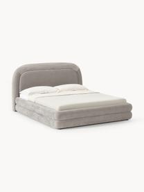 Cama tapizada Solomon, Tapizado: 100% poliéster Alta resis, Estructura: madera contrachapada, Patas: plástico Este producto es, Tejido gris claro, An 140 x L 200 cm