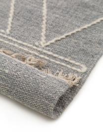 Tappeto boho tessuto a mano con frange Sydney, 60% cotone, 40% poliestere, Grigio chiaro, crema, Larg. 160 x Lung. 230 cm (taglia M)