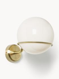 Nástěnné skleněné svítidlo ve tvaru koule Carey, Krémově bílá, zlatá, Ø 16 cm, V 18 cm