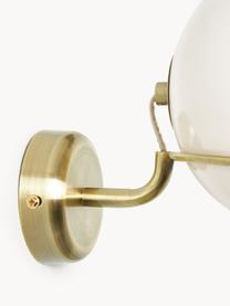 Applique con sfera di vetro Carey, Paralume: vetro, Struttura: metallo, Baldacchino: metallo, Bianco crema, dorato, Ø 16 x Alt. 18 cm