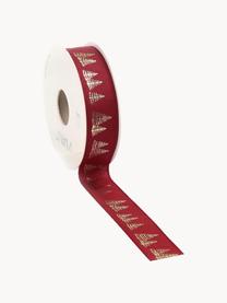 Geschenkband Fir, Polyester, Rot, Goldfarben, B 3 x L 1500 cm