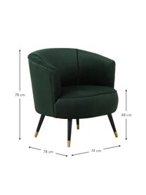 Fauteuil cocktail en velours vert foncé Ella, Velours vert foncé, larg. 74 x prof. 78 cm