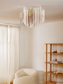 Design plafondlamp Coralie, Lampenkap: linnen (100% polyester), Lampvoet: keramiek, Gebroken wit, beige, Ø 12 x H 45 cm