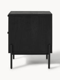 Nachttisch Vienna mit Schubladen, Korpus: Massives Mangoholz, lacki, Füße: Metall, pulverbeschichtet, Mangoholz, Schwarz, B 45 x H 55 cm