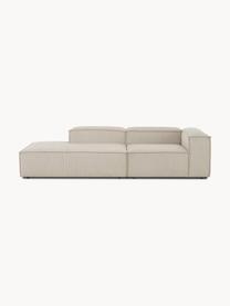 Diván modular grande de pana Lennon, Tapizado: pana (92% poliéster, 8% p, Estructura: madera de pino maciza, ma, Patas: plástico Este producto es, Pana beige claro, An 269 x F 119 cm, reposabrazos izquierdo