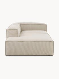 Chaise longue componibile in velluto a coste Lennon, Rivestimento: velluto a coste (92% poli, Struttura: legno di pino massiccio, , Piedini: plastica Questo prodotto , Velluto a coste beige chiaro, Larg. 269 x Prof. 119 cm, schienale a sinistra