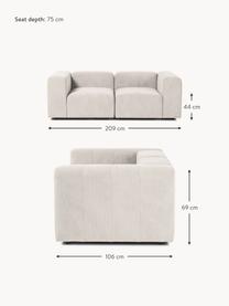 Modulares Sofa Lena (3-Sitzer), Bezug: Webstoff (88% Polyester, , Gestell: Kiefernholz, Schichtholz,, Webstoff Cremeweiss, B 209 x T 106 cm