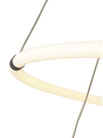 Dimbare LED hanglamp ring in wit, Lampenkap: acryl, Baldakijn: gecoat staal, Wit, Zwart, Ø 59 x H 120 cm