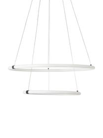 Dimbare LED hanglamp ring in wit, Lampenkap: acryl, Baldakijn: gecoat staal, Wit, Zwart, Ø 59 x H 120 cm