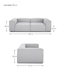 Modulares Sofa Lennon (3-Sitzer), Bezug: 100 % Polyester Der strap, Gestell: Massives Kiefernholz FSC-, Webstoff Hellgrau, B 238 x T 119 cm