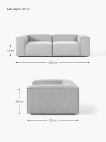 Modulares Sofa Lennon (3-Sitzer), Bezug: 100 % Polyester Der strap, Gestell: Massives Kiefernholz, Spe, Füße: Kunststoff Dieses Produkt, Webstoff Grau, B 238 x T 119 cm