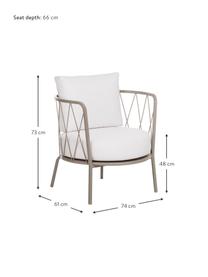 Outdoor loungefauteuil  Sunderland met zitkussen, Frame: verzinkt staal, gegalvani, Bekleding: polyacryl, Frame: taupe. Zit- en rugkussen: crèmekleurig, B 74 x D 61 cm