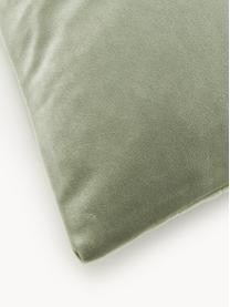 Housse de coussin en velours Hera, 100 % polyester recyclé, Vert sauge, larg. 45 x long. 45 cm