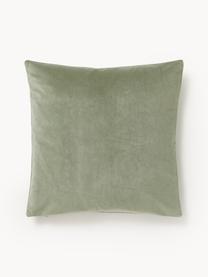 Housse de coussin en velours Hera, 100 % polyester recyclé, Vert sauge, larg. 45 x long. 45 cm