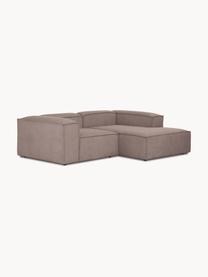 Modulares Ecksofa Lennon aus Cord, Bezug: Cord (92 % Polyester, 8 %, Gestell: Massives Kiefernholz, Spe, Füße: Kunststoff Dieses Produkt, Cord Taupe, B 238 x T 180 cm, Eckteil rechts