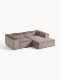 Sofá rinconera modular de pana Lennon, Tapizado: pana (92% poliéster, 8% p, Estructura: madera de pino maciza, ma, Patas: plástico Este producto es, Pana gris pardo, An 238 x F 180 cm, chaise longue derecha