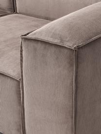 Canapé d'angle modulable en velours côtelé Lennon, Velours côtelé taupe, larg. 238 x prof. 180 cm, méridienne à droite