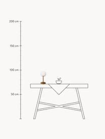 Mobile dimmbare LED-Außentischlampe Luny mit Bambusfuß, Lampenschirm: Polyethylen, Lampenfuß: Bambus, Weiß, Hellbraun, Ø 13 x H 28 cm