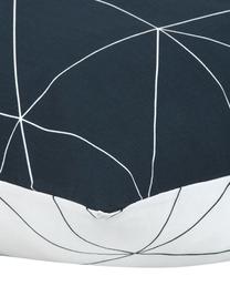 Taie d'oreiller 50x70 réversible en coton renforcé Marla, 2 pièces, Bleu marine, blanc, 50 x 70 cm