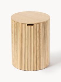 Mesa auxiliar de madera Nele, con función de almacenamiento, Tablero de fibras de densidad media (MDF) chapado en madera de fresno, Madera de fresno clara, Ø 40 x Al 51 cm