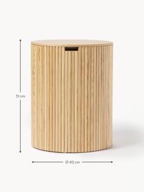 Runder Holz-Beistelltisch Nele mit Stauraum, Mitteldichte Holzfaserplatte (MDF) mit Eschenholzfurnier, Helles Eschenholz, Ø 40 x H 51 cm