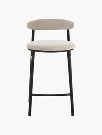 Tabouret de bar en velours Doggi, Velours couleur crème, noir, larg. 44 x haut. 84 cm