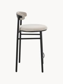 Tabouret de bar en velours Doggi, Velours couleur crème, noir, larg. 44 x haut. 84 cm