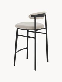 Tabouret de bar en velours Doggi, Velours couleur crème, noir, larg. 44 x haut. 84 cm