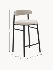 Tabouret de bar en velours Doggi, Velours couleur crème, noir, larg. 44 x haut. 84 cm