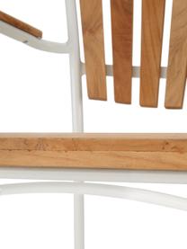Outdoor armstoel Hard & Ellen van hout, Frame: gepoedercoat aluminium, Wit, teakhoutkleurig, B 56 x H 78 cm