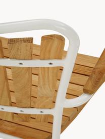 Silla con reposabrazos de madera para exterior Hard & Ellen, Estructura: aluminio con pintura en p, Blanco, madera de teca, An 56 x Al 78 cm