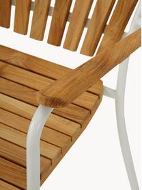 Sedia da giardino in legno con braccioli Hard & Ellen, Struttura: alluminio verniciato a po, Legno di teak bianco, Larg. 56 x Alt. 78 cm