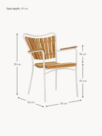 Garten-Armlehnstuhl Hard & Ellen aus Holz, Gestell: Aluminium, pulverbeschich, Teakholz, Weiß, B 56 x H 78 cm