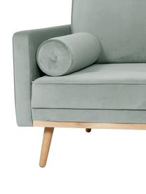 Samt-Ecksofa Saint (3-Sitzer) in Salbeibarben mit Eichenholz-Füßen, Bezug: Samt (Polyester) Der hoch, Gestell: Massives Eichenholz, Span, Samt Salbeifarben, B 243 x T 220 cm