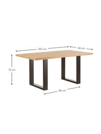 Table en bois massif Oliver, Chêne sauvage, noir