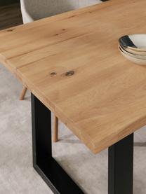 Table en bois massif Oliver, Chêne sauvage, noir