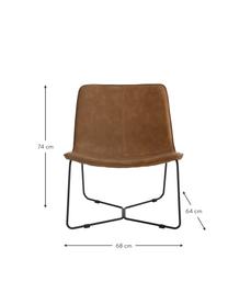 Kunstleren lounge fauteuil Barrel in bruin, Bekleding: 100% kunstleer, Frame: gecoat metaal, Kunstleer bruin, zwart, B 68 cm x D 64 cm