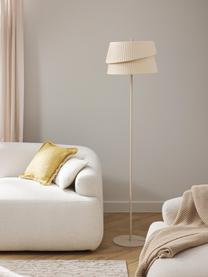 Vloerlamp Nyla met asymmetrische lampenkap, Lampenkap: linnen, Beige, H 160 cm